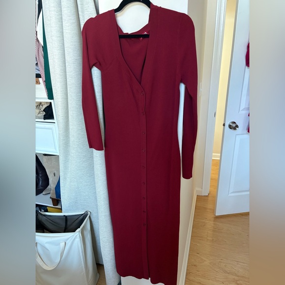 STAUD Deep Red Long Sleeve Dress - Picture 2 of 3